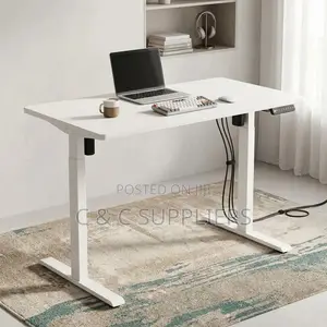 White Powered Height-Adjustable Desk.