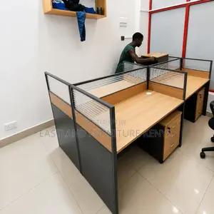 Modern 4-Seater Office Workstation Privacy Screens & Lockable Storage