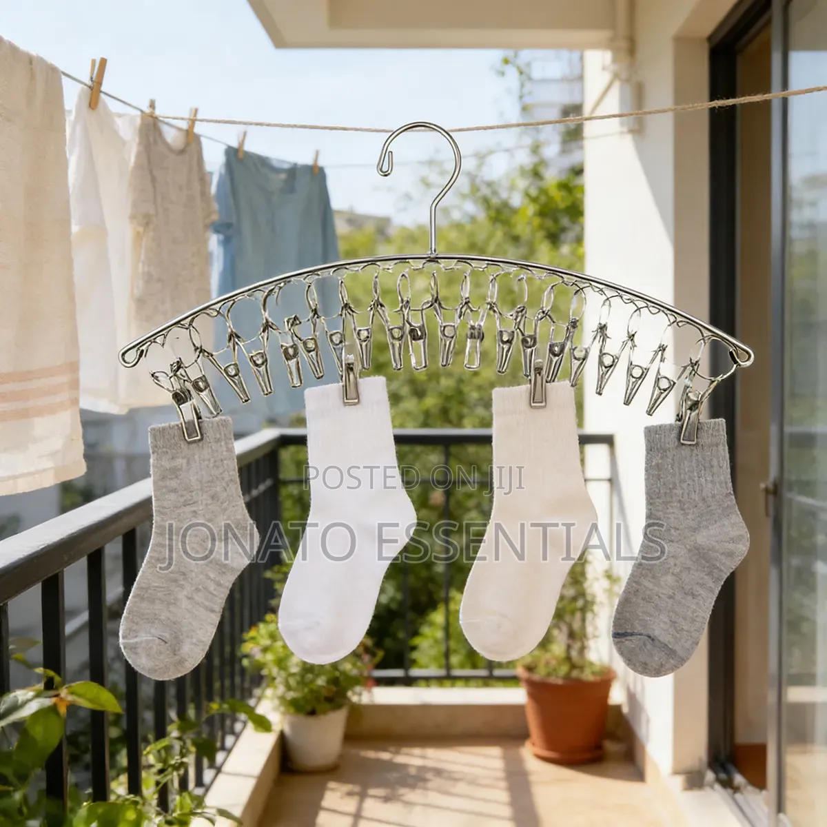 Stainless Steel Sock Hanger With Clips Space Saving Drying Rack