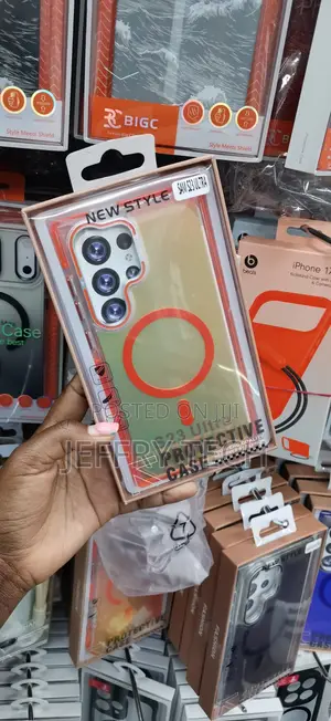Translucent Samsung Galaxy S23 Ultra a Orange MagSafe Magnetic Ring