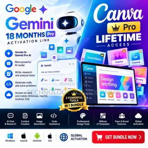 Google AI Gemini Pro 18 Months + Canva Pro Lifetime Bundle
