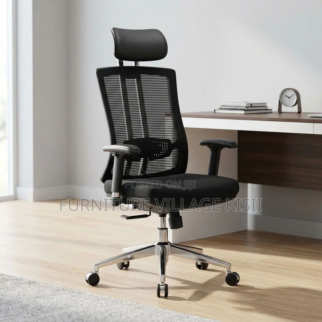Ergonomic Office Chair With Leather Headrest