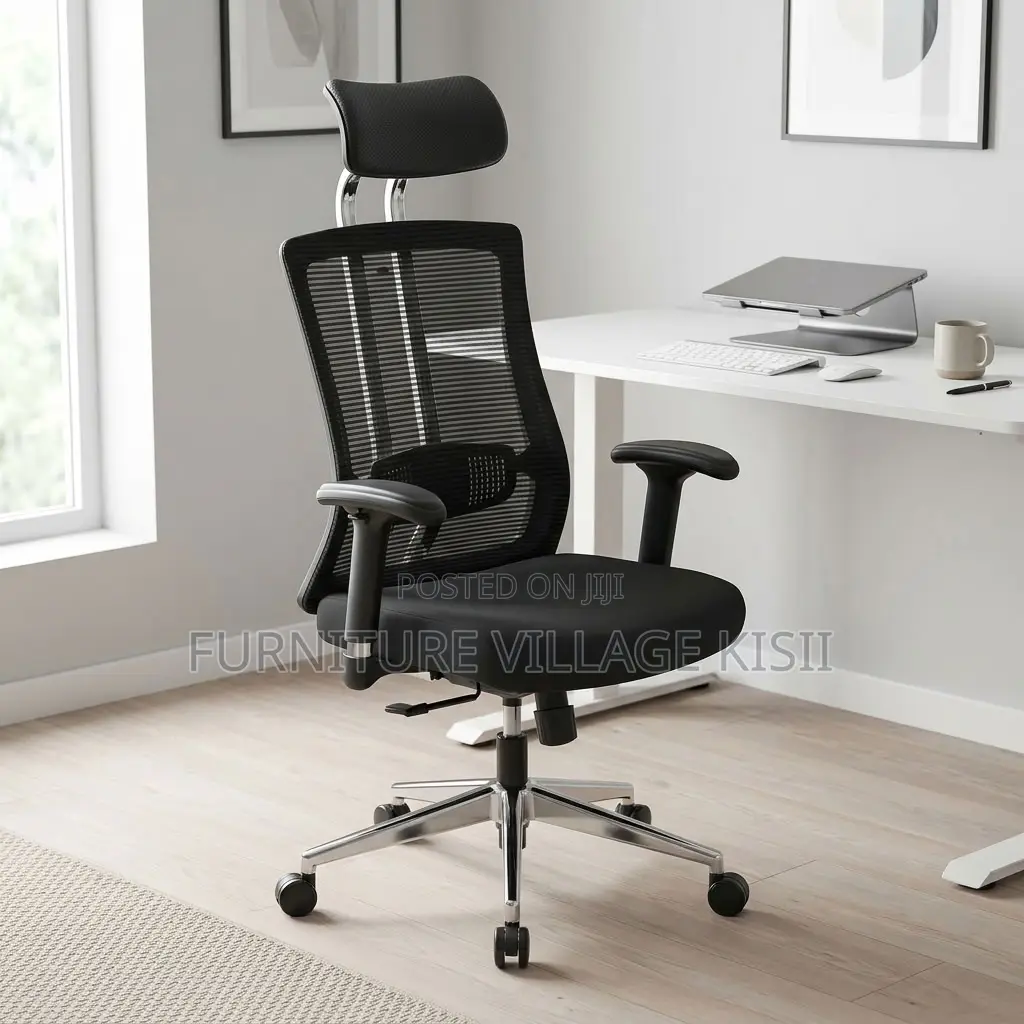 Ergonomic Office Chair With Leather Headrest