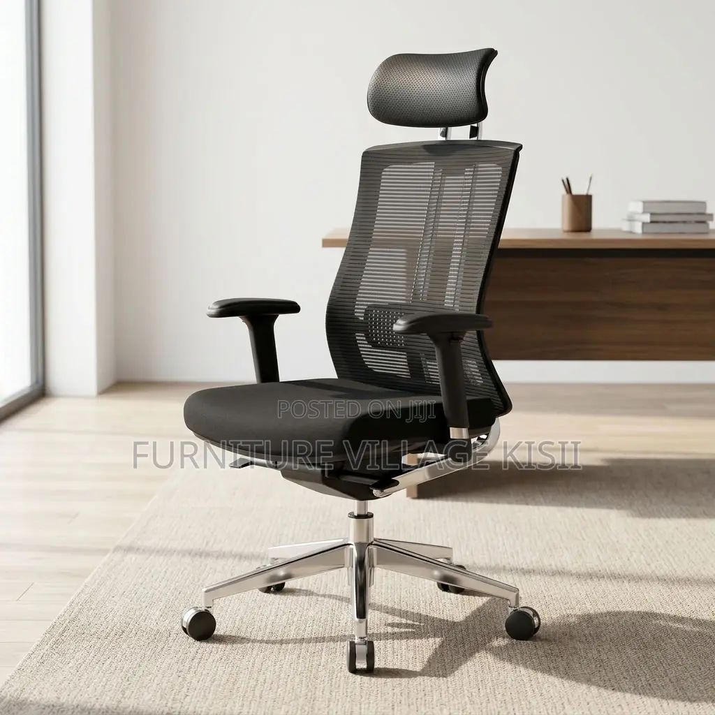 Ergonomic Office Chair With Leather Headrest