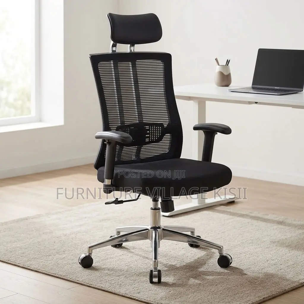 Ergonomic Office Chair With Leather Headrest