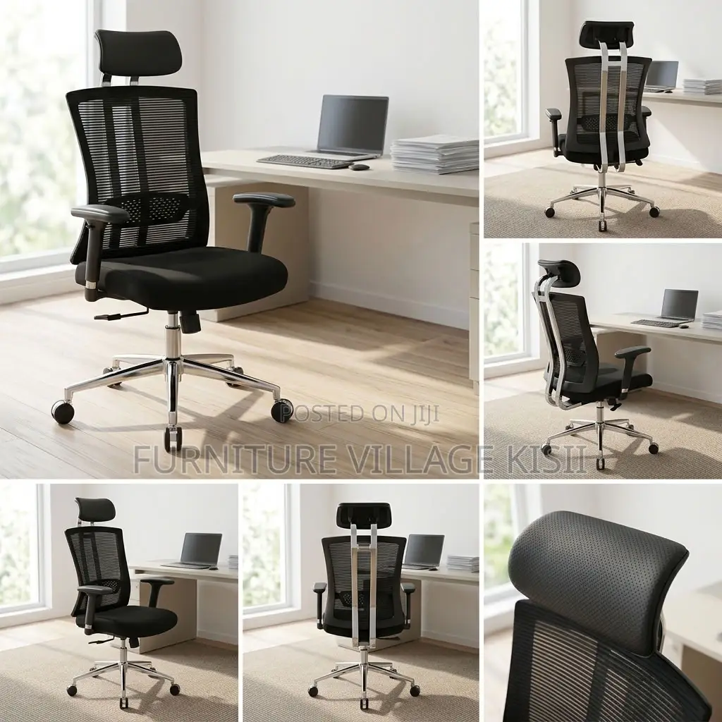 Ergonomic Office Chair With Leather Headrest