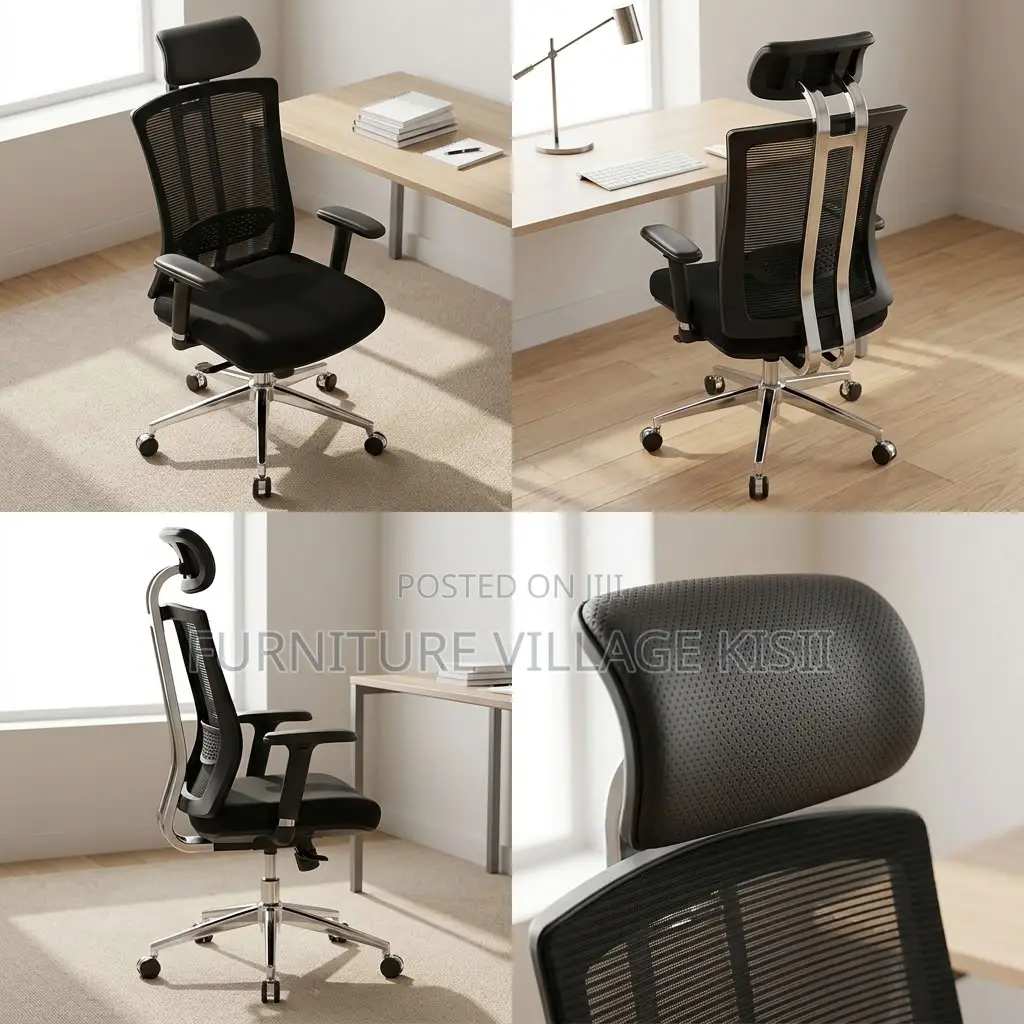 Ergonomic Office Chair With Leather Headrest