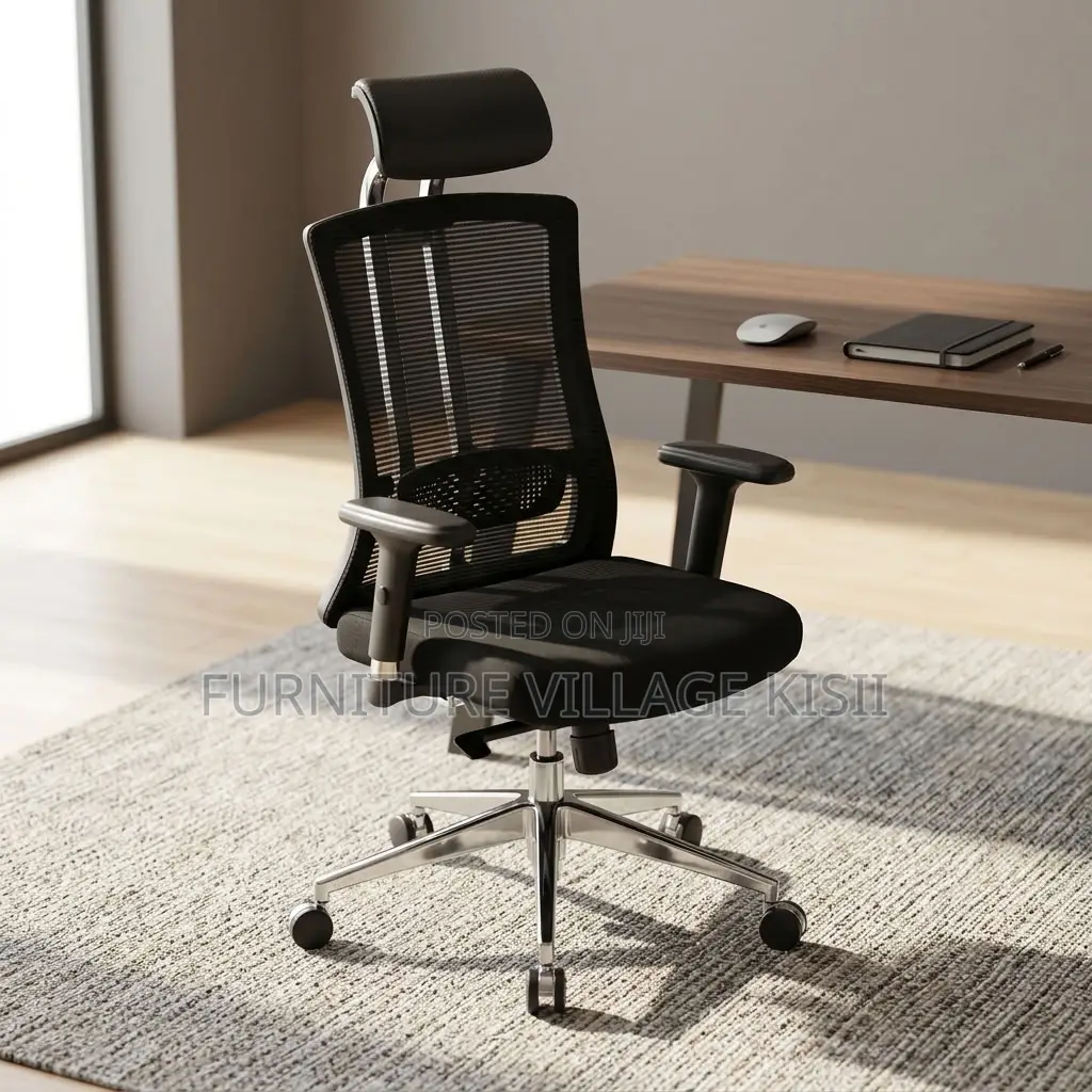 Ergonomic Office Chair With Leather Headrest