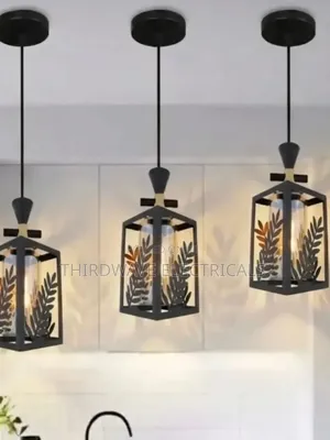Leafy Cutout Pattern Modern Black Metal and Glass Pendant Light F5