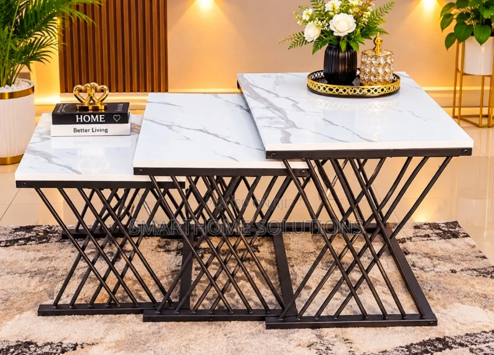 Modern 3 in 1 Executive Squire Pure Marble Table