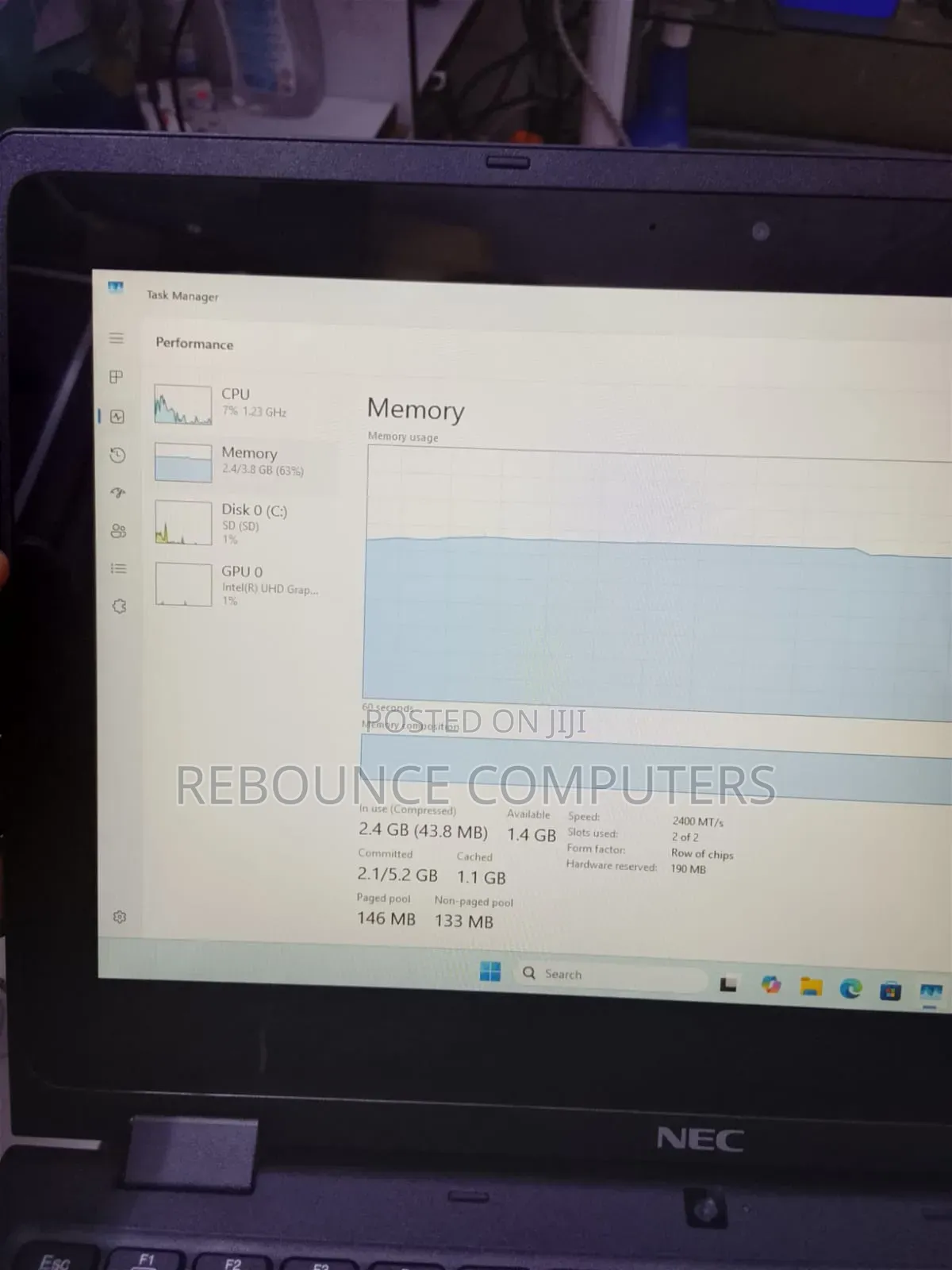 Laptop NEC 4GB Intel Celeron HDD 60GB