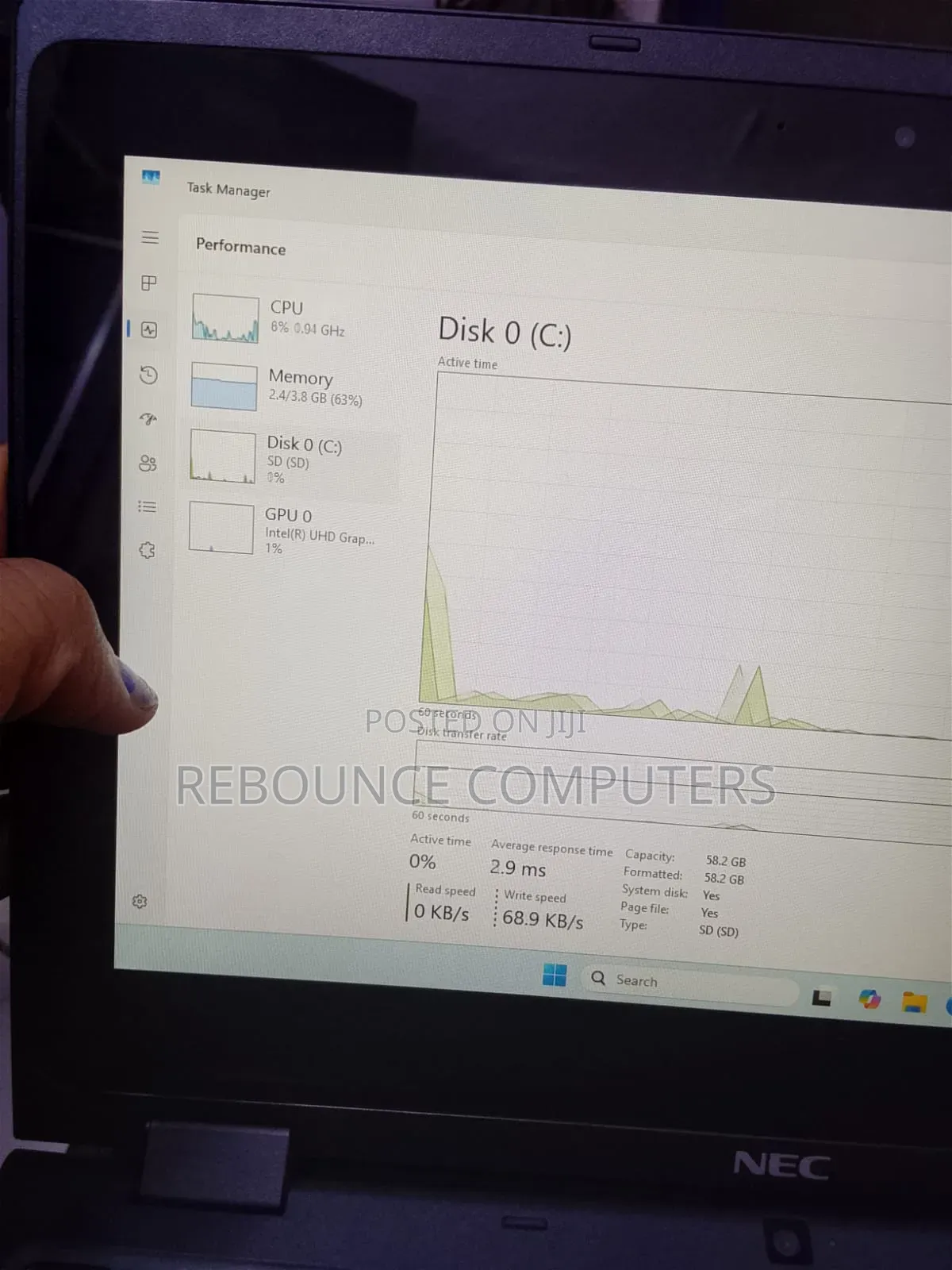 Laptop NEC 4GB Intel Celeron HDD 60GB