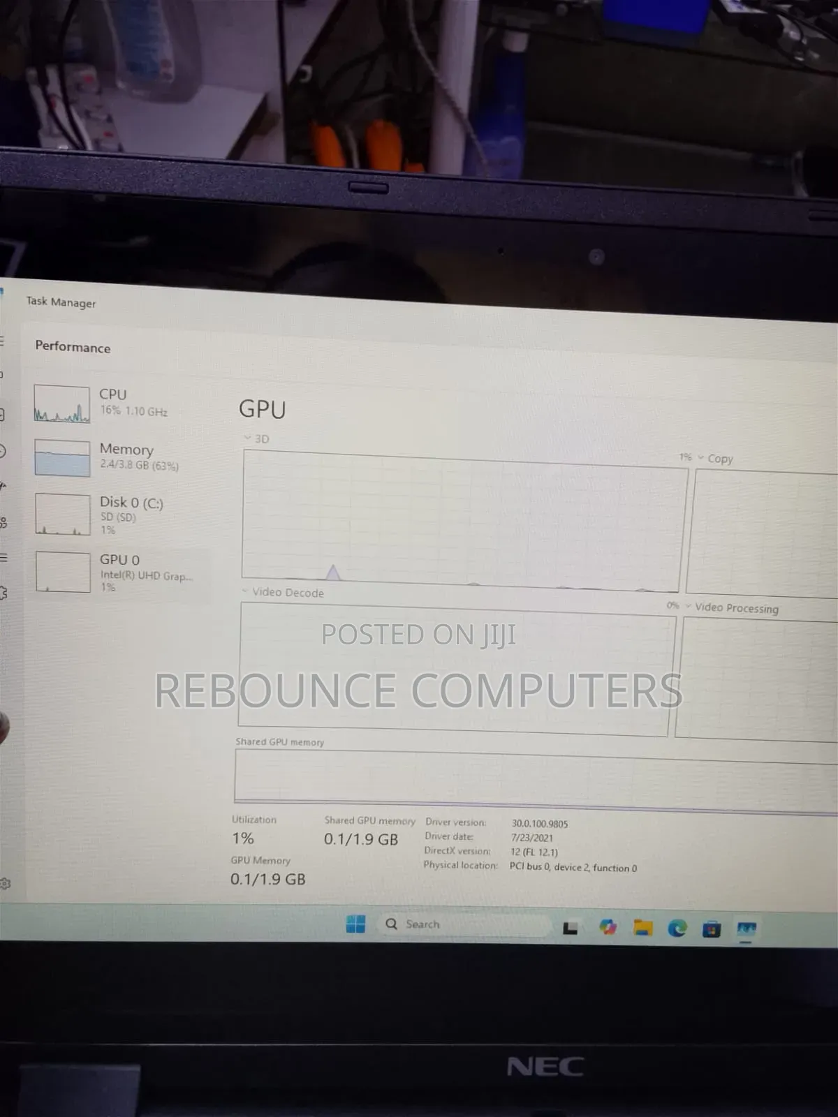 Laptop NEC 4GB Intel Celeron HDD 60GB