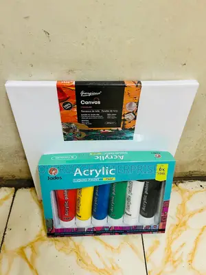 6pcs Acrylic Set With 30cmx30cm Painting Canvas