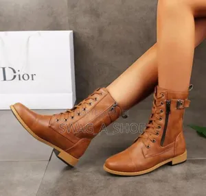 Mid-Calf Boots Lace Up