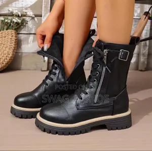 Mid-Calf Boots Lace Up
