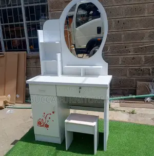 Minimalist White Dressing Table & ChairCombo