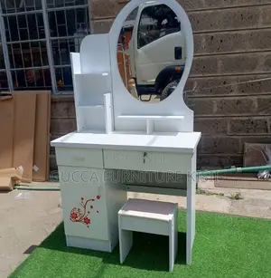 Minimalist White Dressing Table & ChairCombo