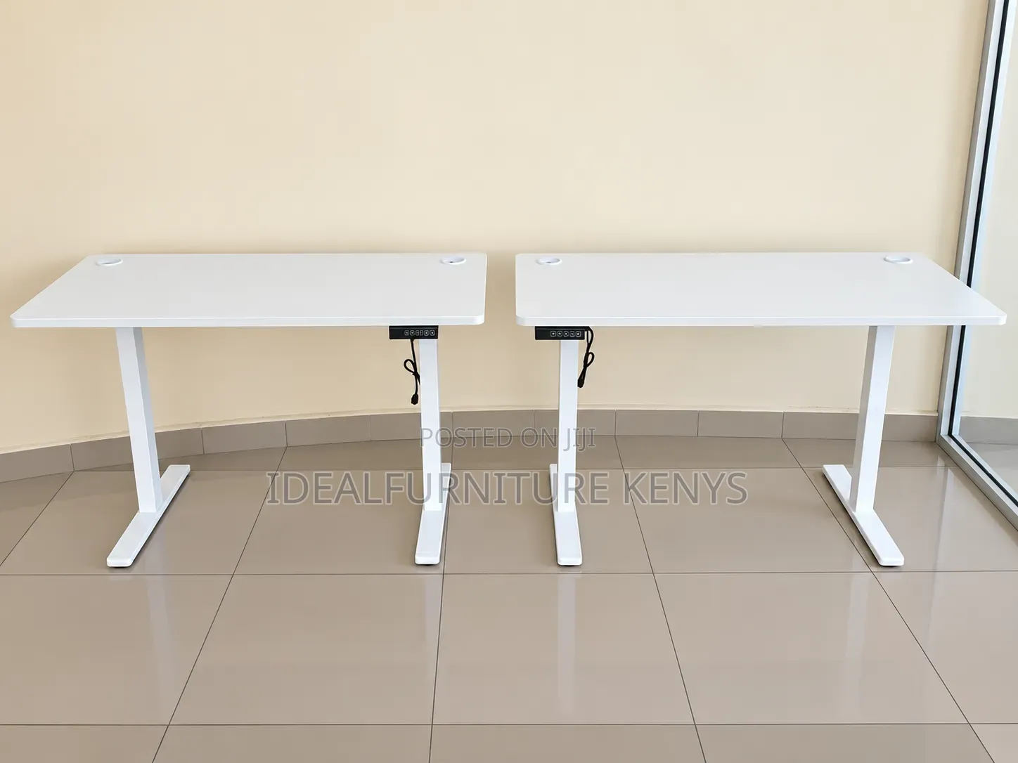 Premium White Electric Height-Adjustable Office Desk