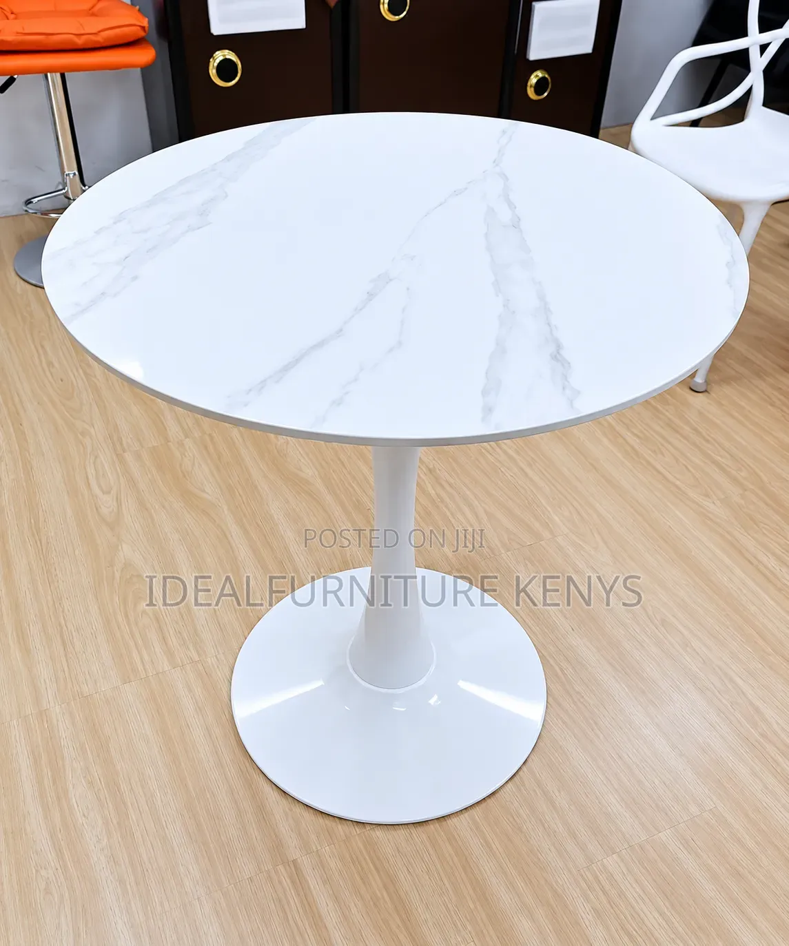 Elegant White Marble Round Dining Table