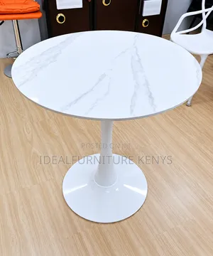 Elegant White Marble Round Dining Table