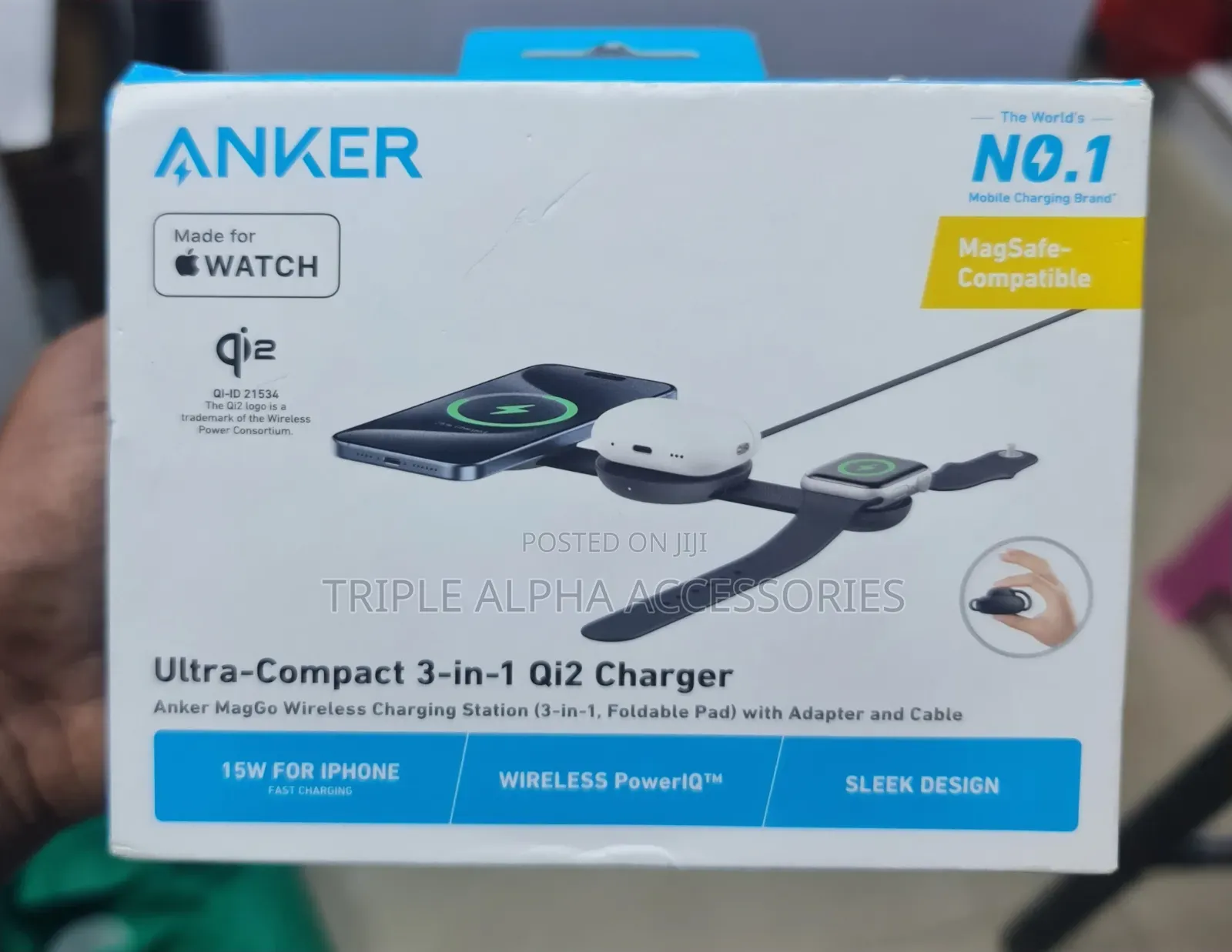 Anker MagGo Foldable, 3-in-1,ultra-Compact Wireless Charging Station