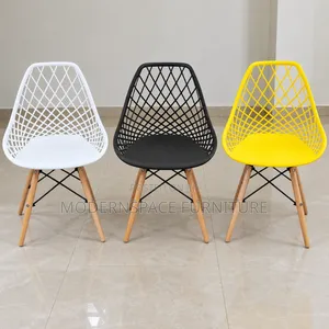 Modern Plastic Dining Chairs With Wooden Legs