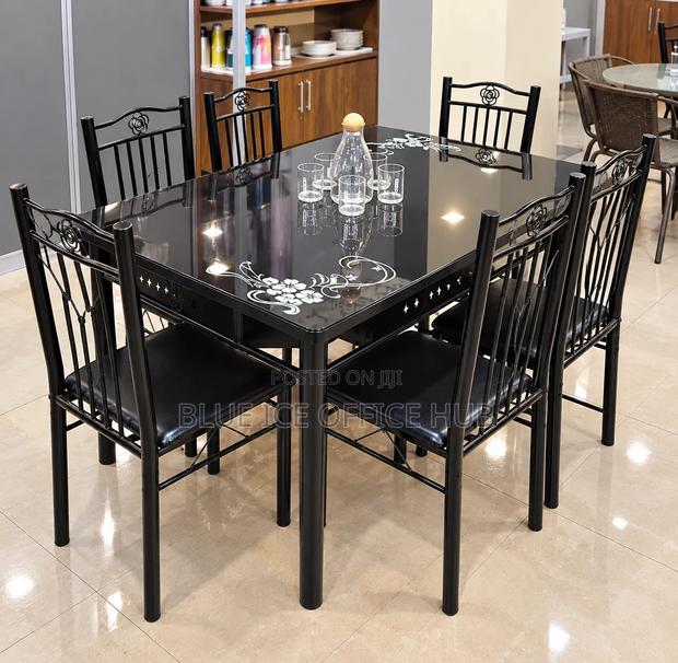 Modern Black 6 Seater Dining Table Set - main view