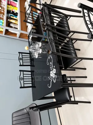 Modern Black 6 Seater Dining Table Set