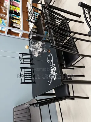 Modern Black 6 Seater Dining Table Set