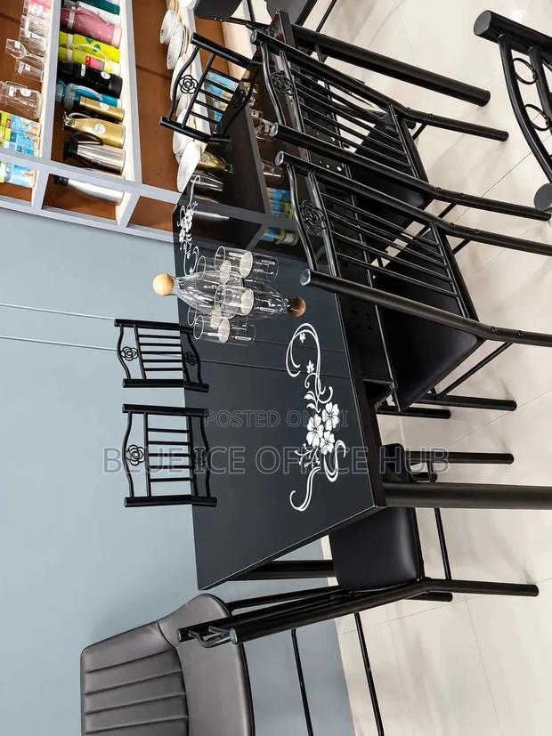 Modern Black 6 Seater Dining Table Set - thumbnail 4