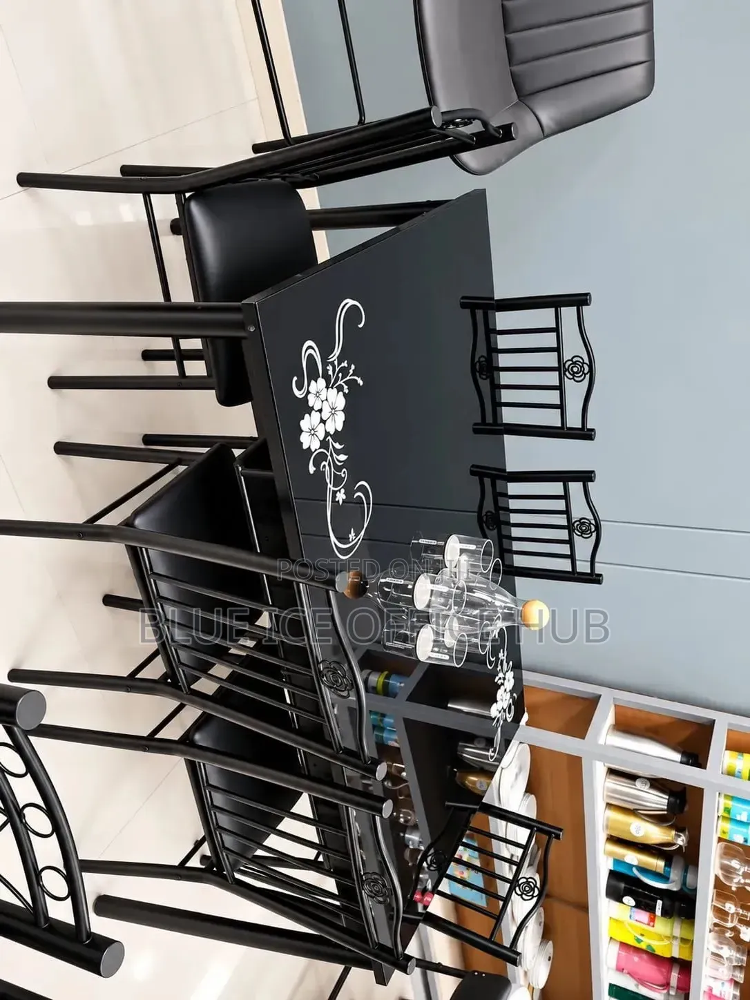 Modern Black 6 Seater Dining Table Set