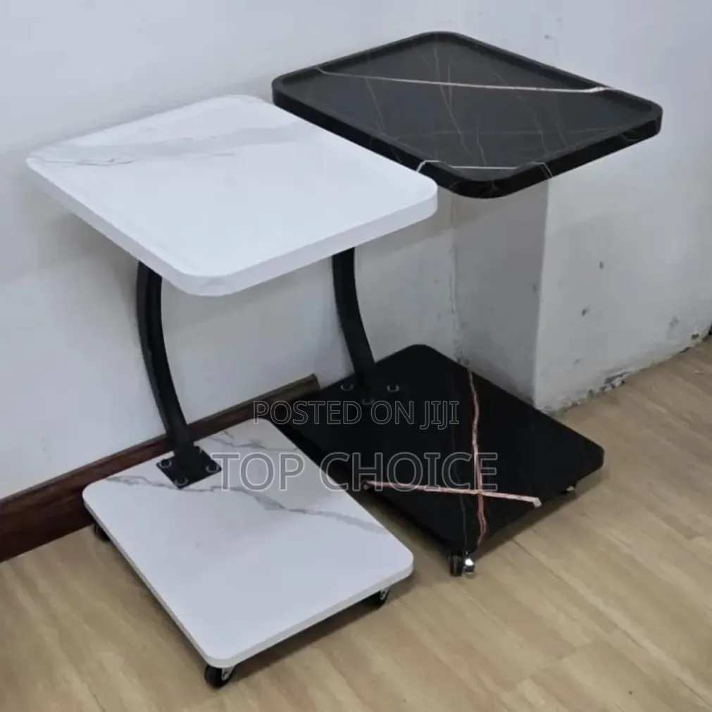 Modern Wooden-Top Side Table With Wheels