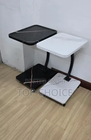 Modern Wooden-Top Side Table With Wheels