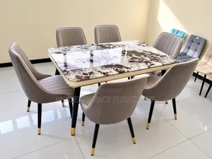Seater Modern Dining Table Set | Marble Top & Dining Chairs