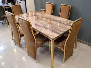6 Seater Gold Dining Table Set