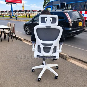 White Ergonomic Office Chair With Headrest
