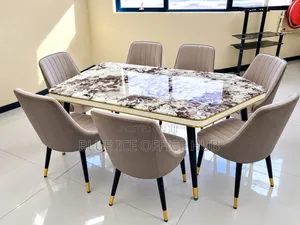 6 Seater Modern Marble Dining Table Set.