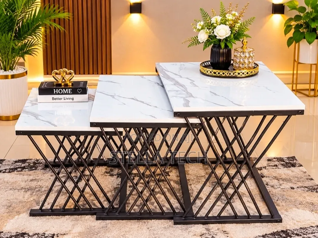 Modern 3 in 1 Pure Marble Coffee Table