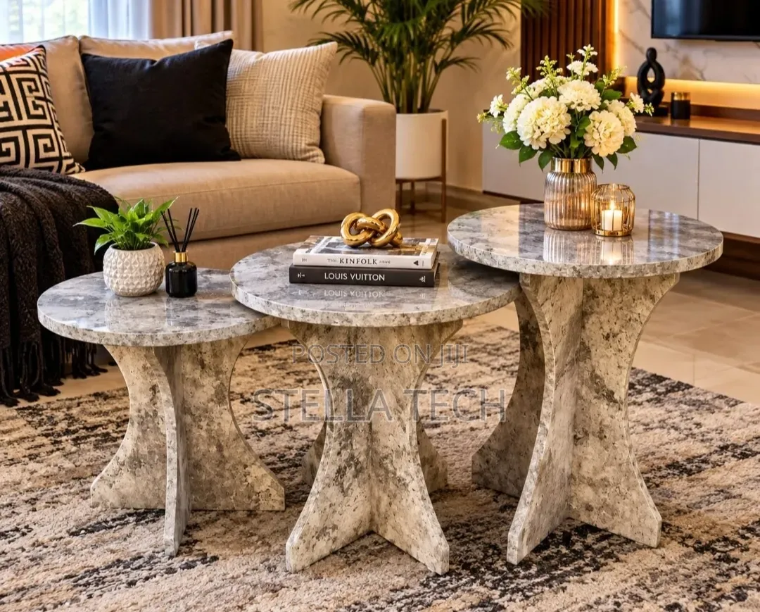 Modern 3 in 1 Executive Pure Wooden Circle Coffee Table