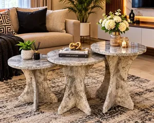 Modern 3 in 1 Executive Pure Wooden Circle Coffee Table