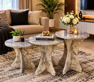Modern 3 in 1 Executive Pure Wooden Circle Coffee Table