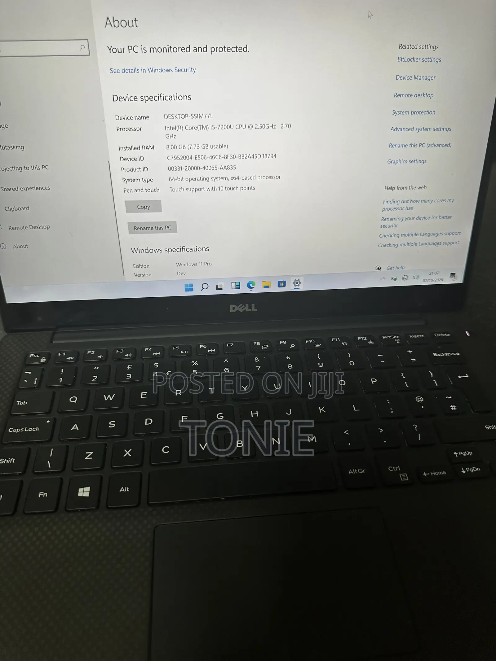 Laptop Dell XPS 13 (9360) 8GB Intel Core i5 SSD 128GB
