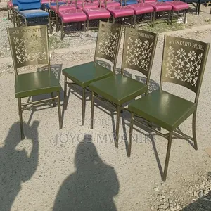 Leather Green Padded Powder Coated Restaurant Chairs 