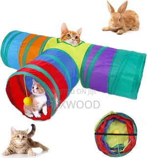 3-Way Collapsible Rainbow Cat Tunnel Toy