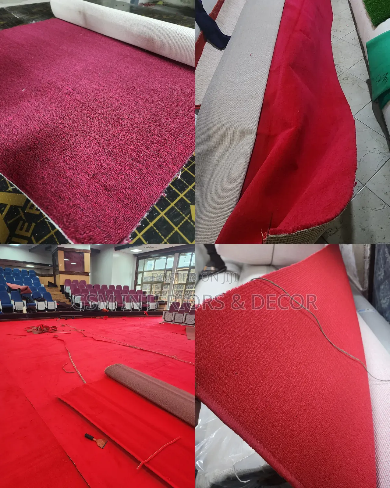 Wall to Wall Office Carpets in Bright Red Dellta