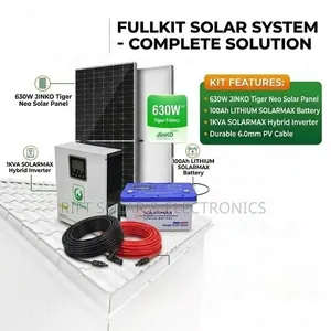 1kw Hybrid Inverter - 100Ah Lithium Battery - 630w Solar - Cable