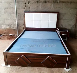 5 by 6 Brown Board and White Fabric Bed.