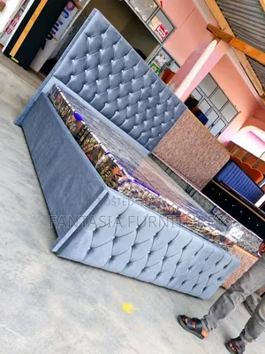 5 by 6 Grey Chesterfield Bed