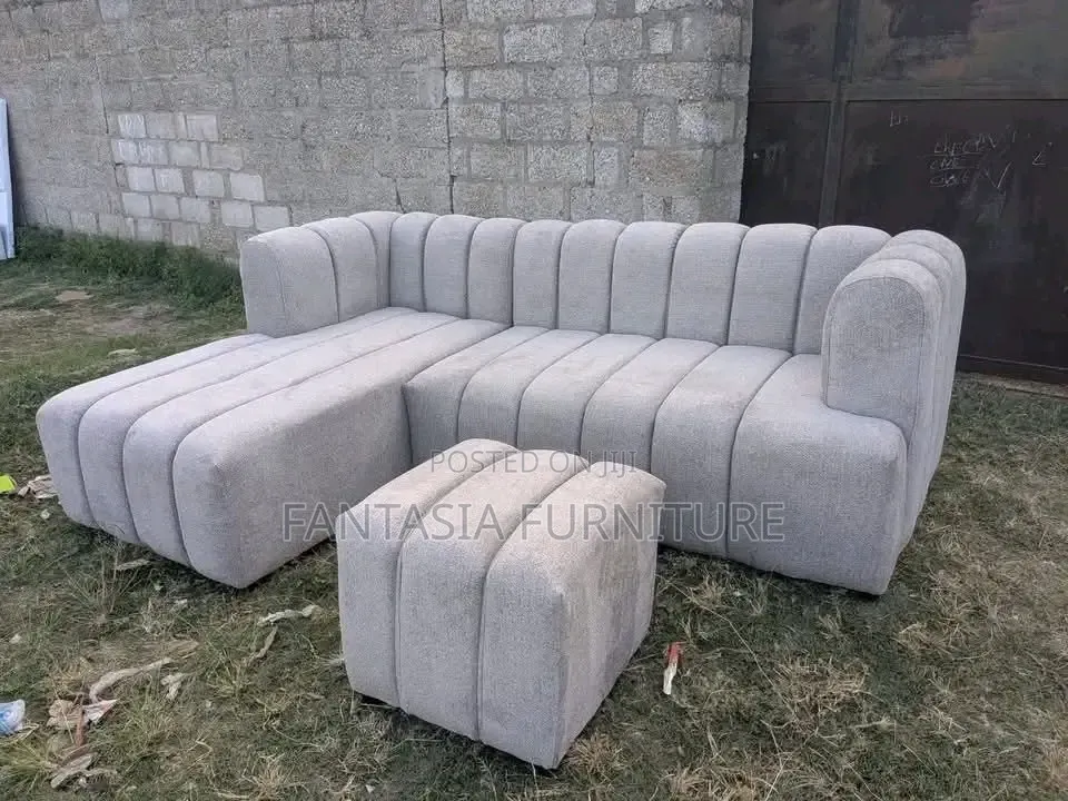 Bubble Sofa - 5 Seater Grey L-Shaped Sofa